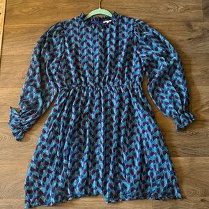 JODIFL Teal and Burgundy Patterned Dress